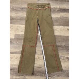 OILILY Women Khaki Pants Red Stitching Wide Leg Size 6